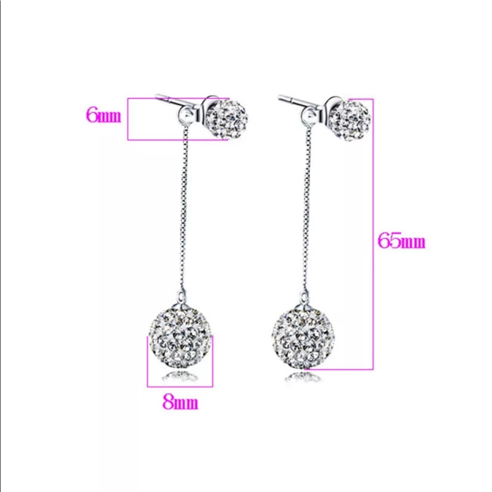 Interchangeable Rhinestone ball drop earrings - Picture 2 of 2